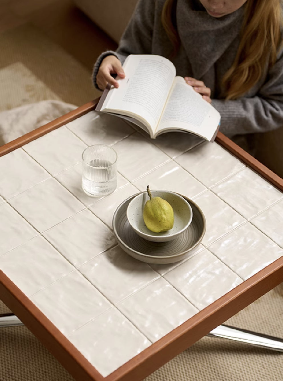 Tile Adjustable Height Side Table