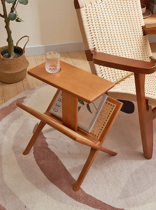Lou Solid Wood Side Table with Magazine Rack