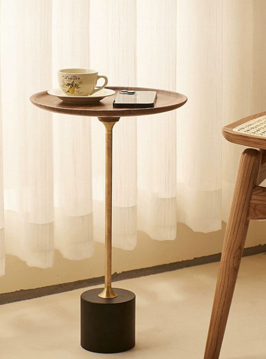 Placa Solid Wood and Brass Side Table