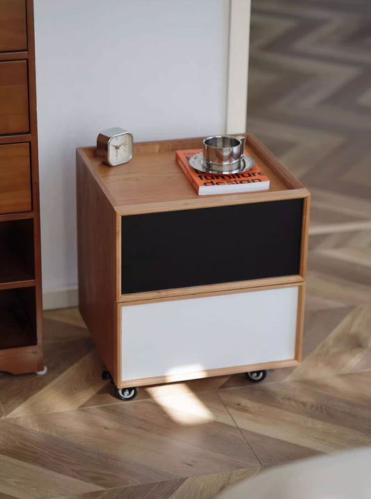 Colour Block Solid Wood Nightstand