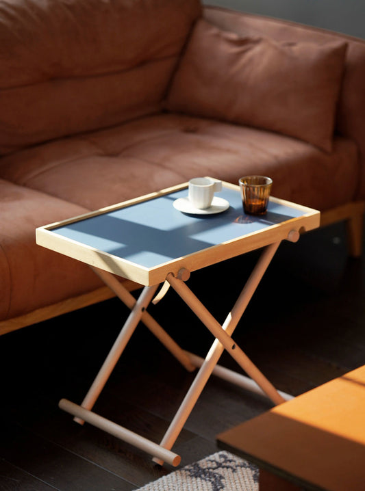 Foldable Colour Block Solid Wood Side Table