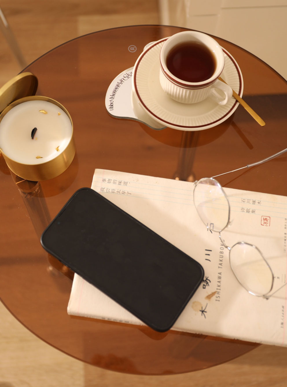 Stainless Steel and Tempered Glass Coffee Table