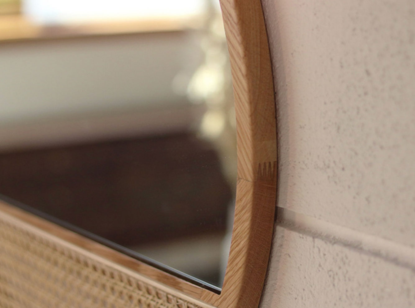 Solid Wood Rattan Mirror