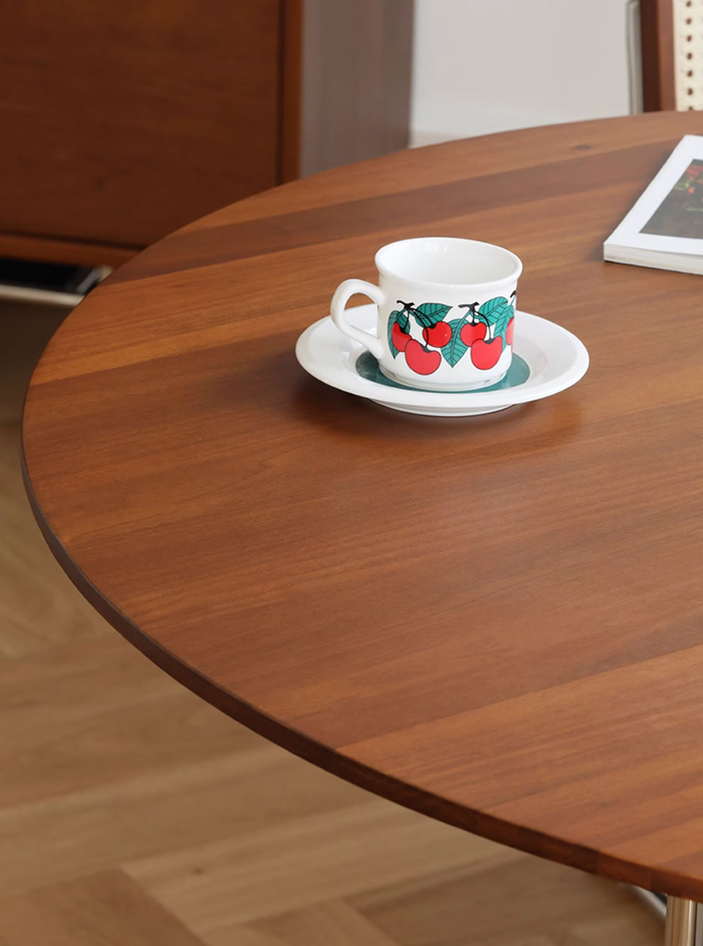 Lito Solid Wood and Stainless Steel Round Table
