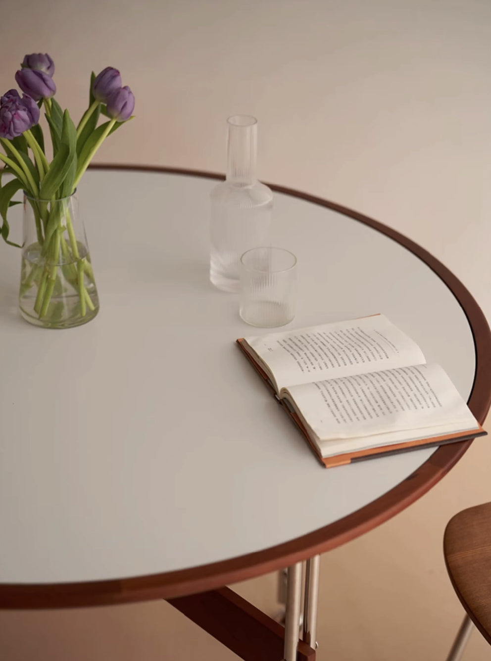 Aki Solid Wood, Stainless Steel and Sintered Stone Round Table