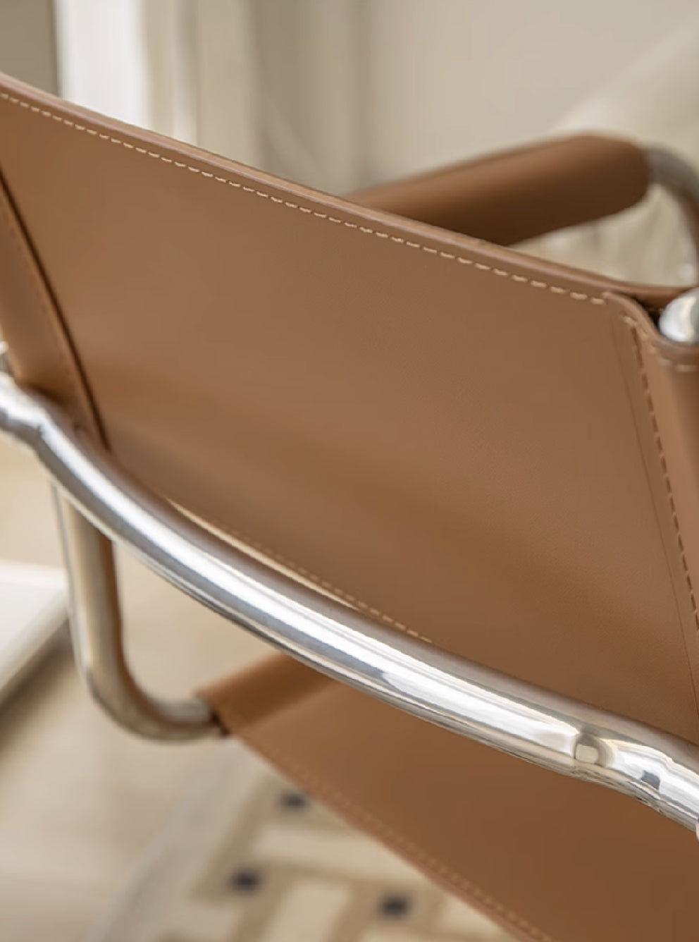 Colin Stainless Steel and Leather Chair