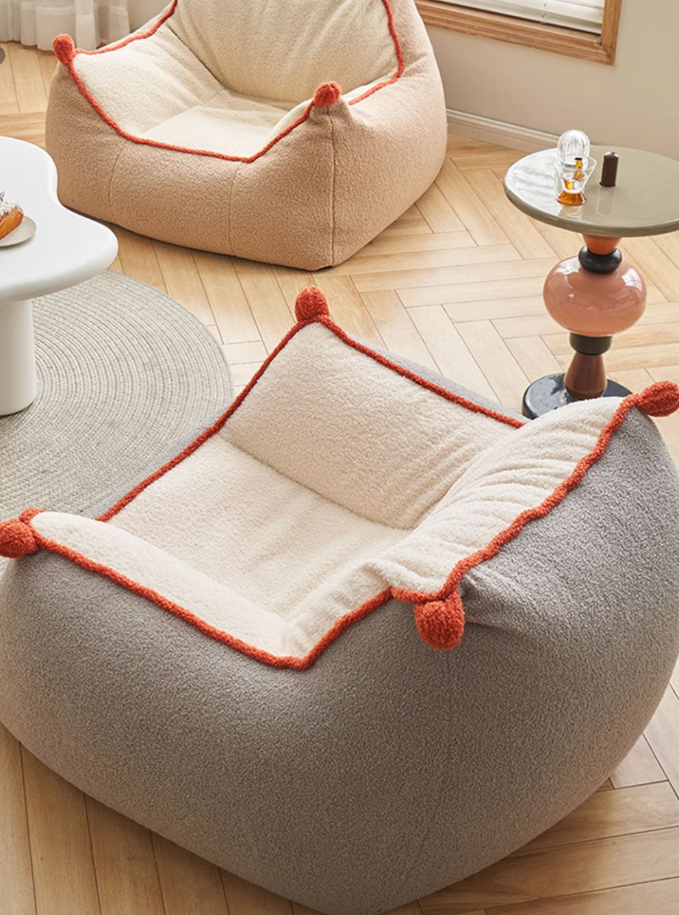 Faux Lambswool Lazy Sofa