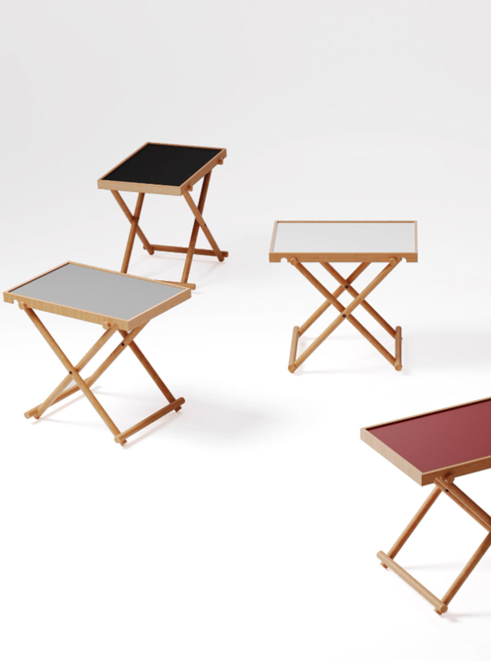 Foldable Colour Block Solid Wood Side Table