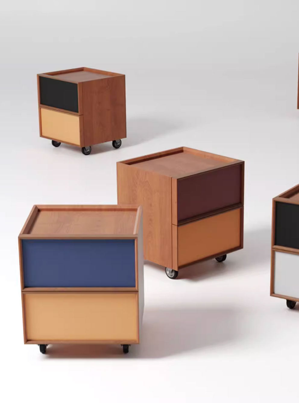 Colour Block Solid Wood Nightstand