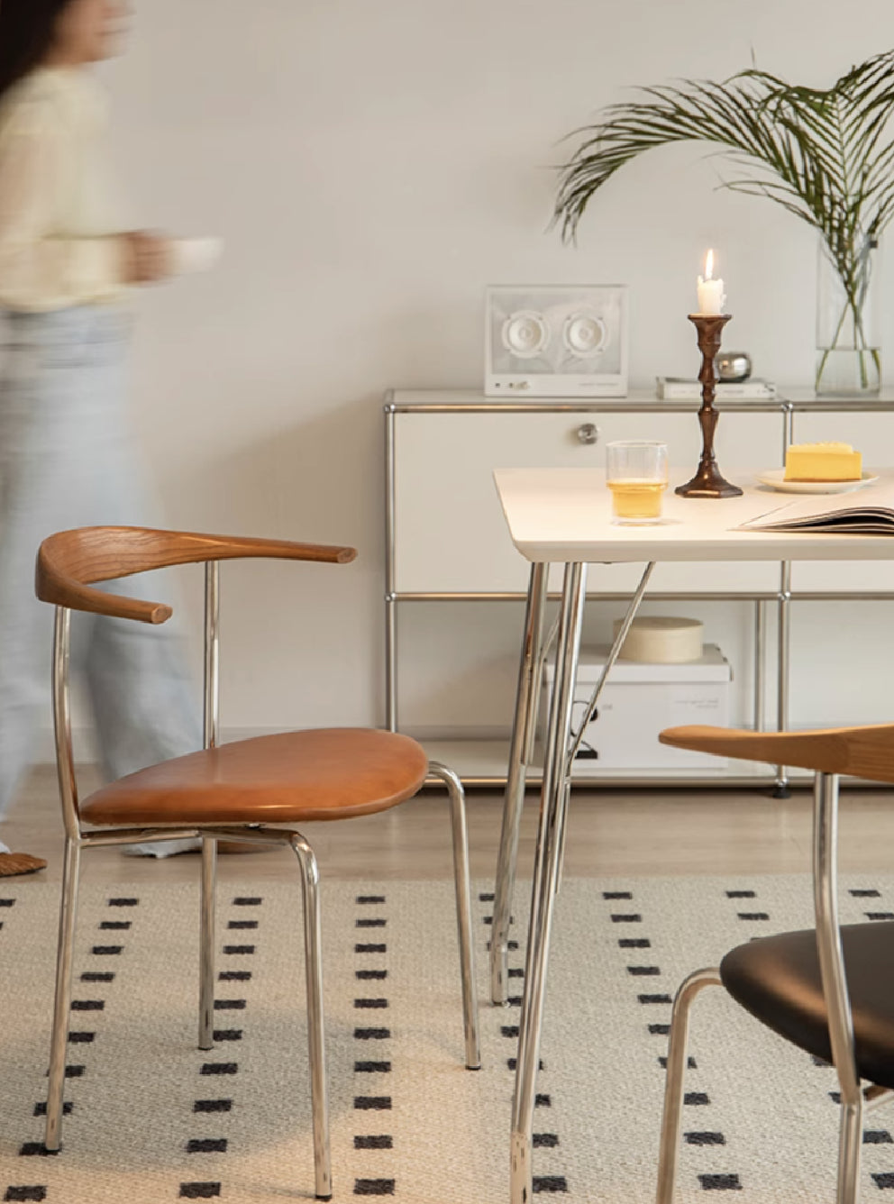 Cuere Stainless Steel and Leather Chair
