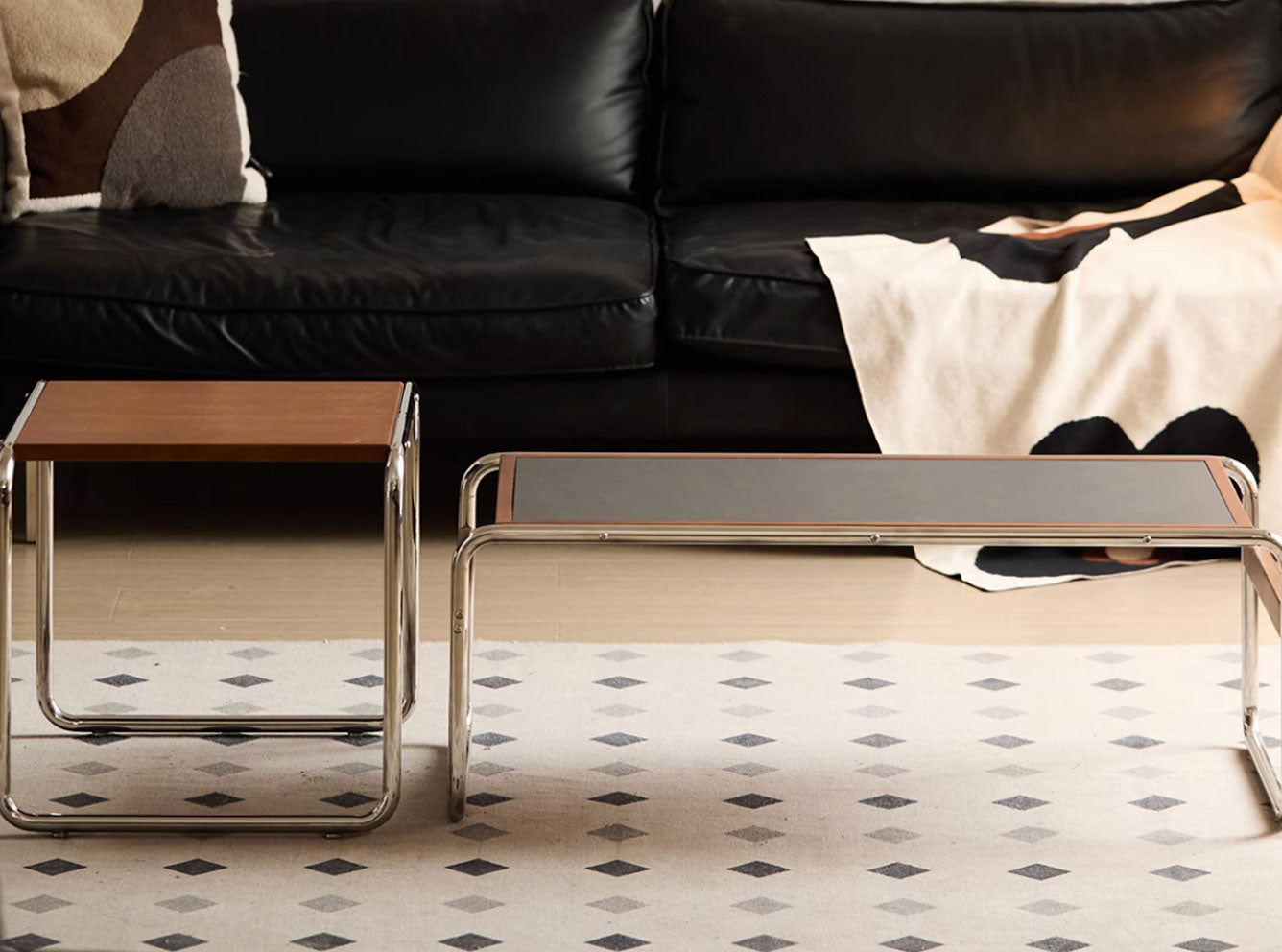 Grava Stainless Steel Coffee Table with Sintered Stone/Solid Wood Top