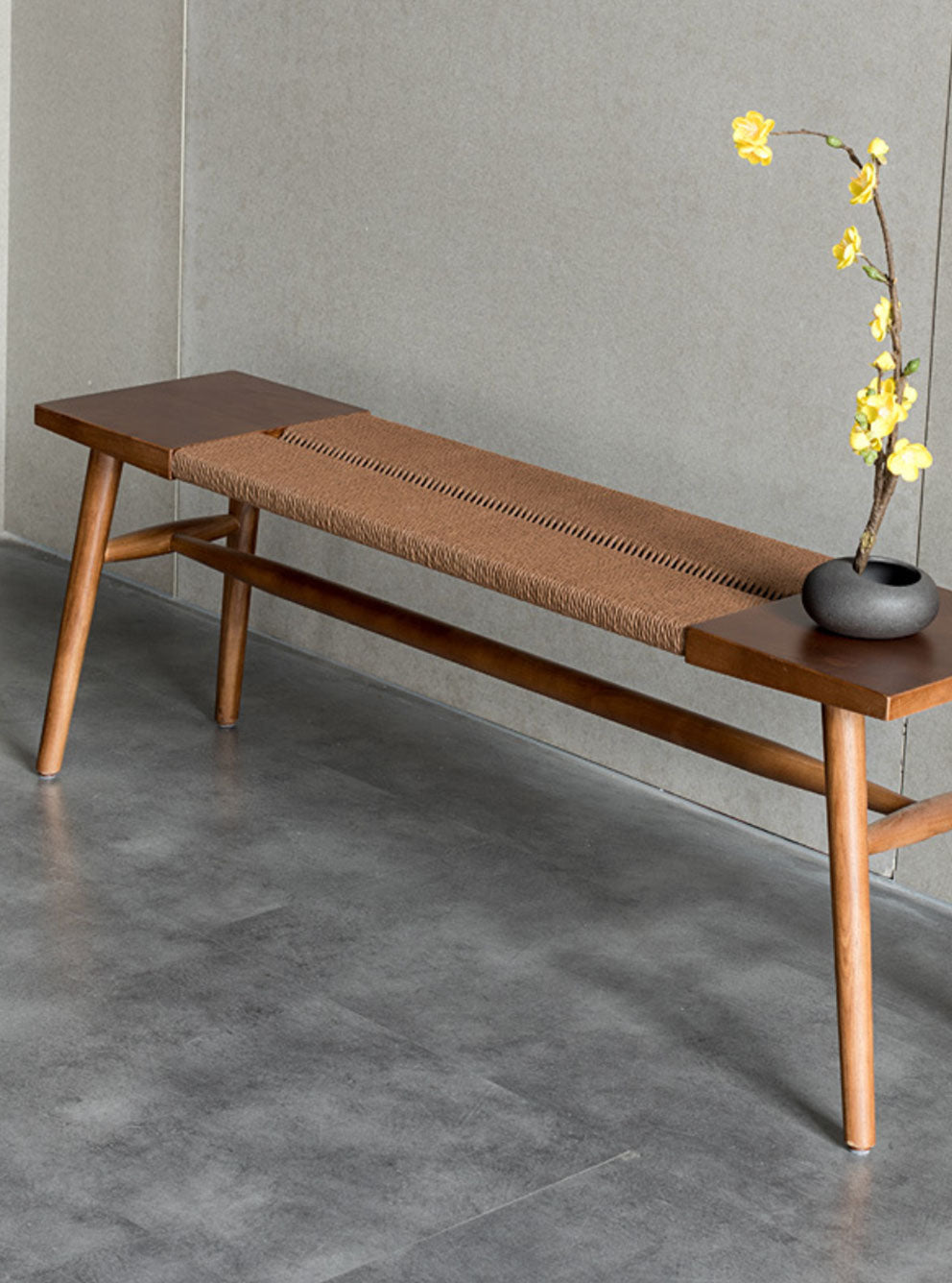 Texo Solid Wood Woven Bench