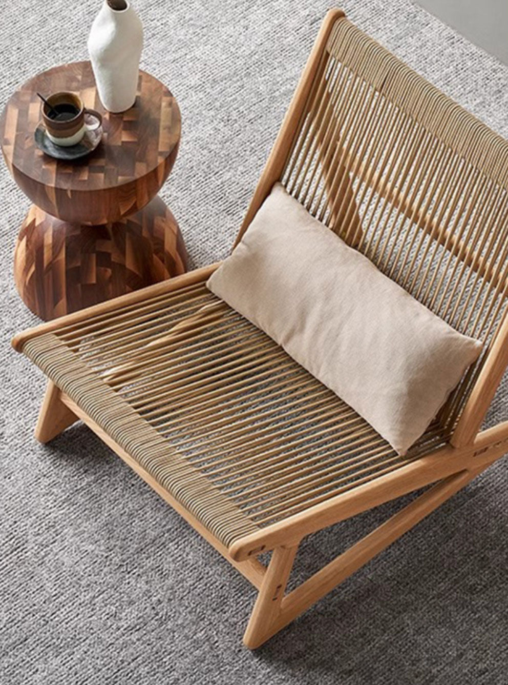Solid Wood Woven Lounge Chair