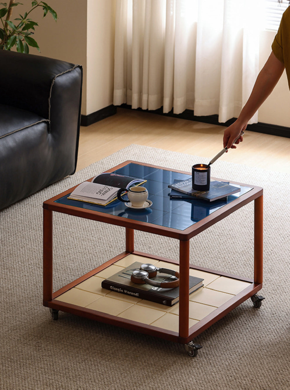 Checkerboard Solid Wood Coffee Table