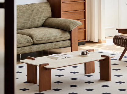 Rome Solid Wood and Stone Coffee Table