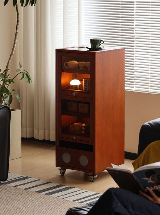 Polca Solid Wood Double-Sided Cabinet with Wheels