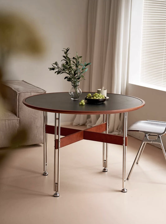 Aki Solid Wood, Stainless Steel and Sintered Stone Round Table