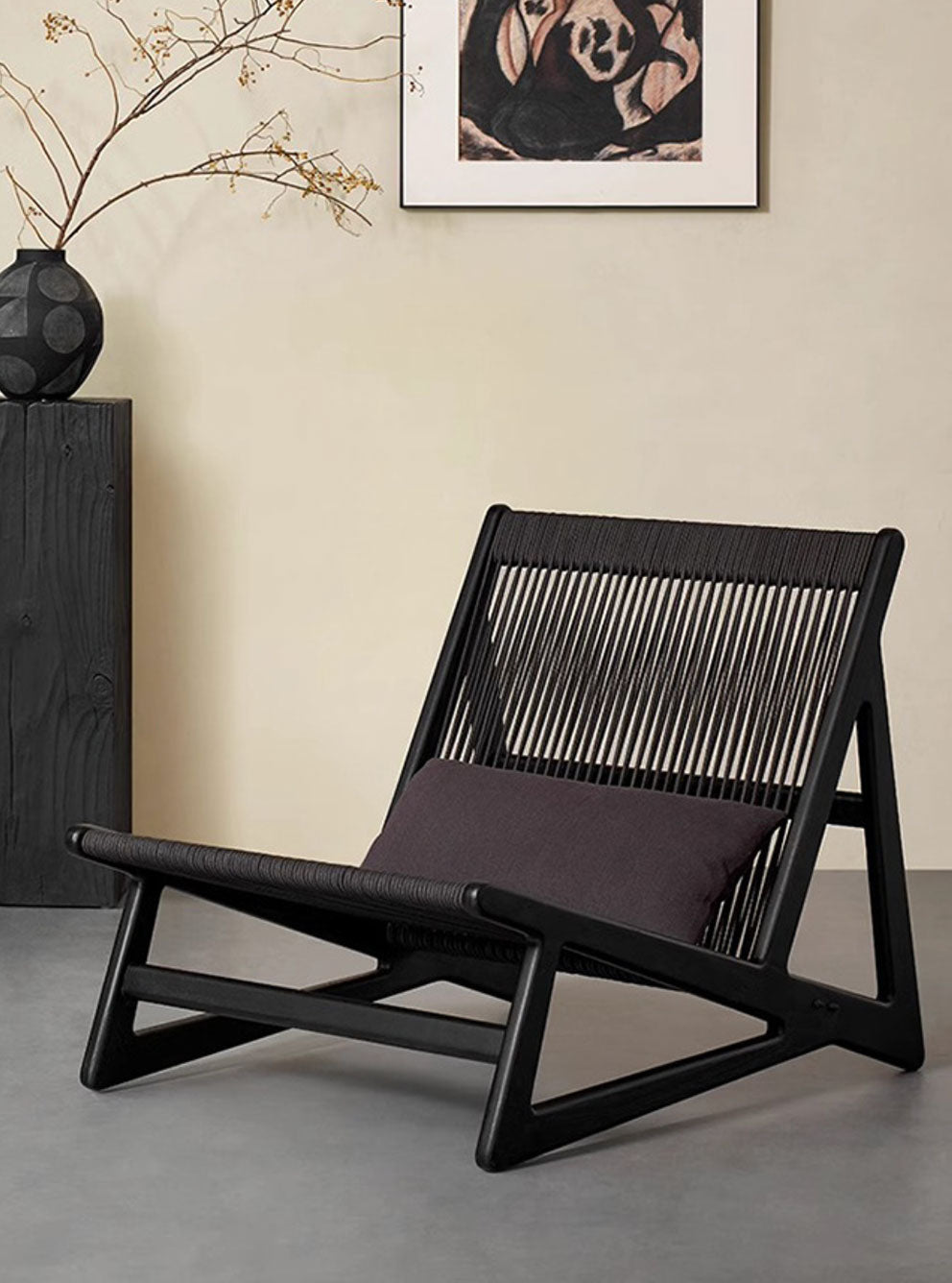 Solid Wood Woven Lounge Chair