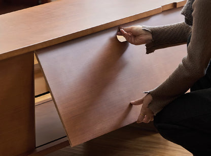 Mies Solid Wood TV Console with Double-Coloured Door