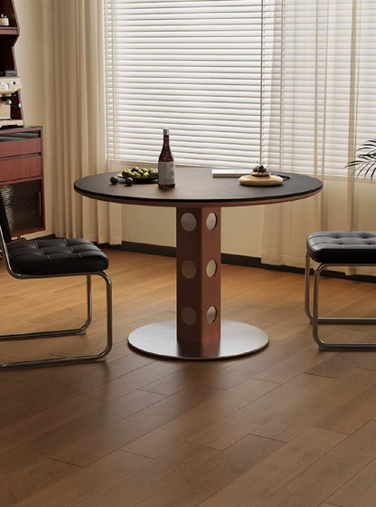 Boge Solid Wood and Stainless Steel Round Table