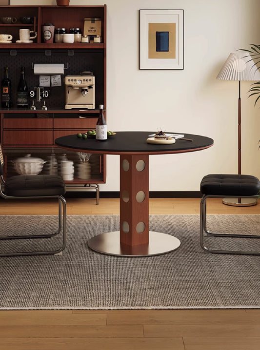 Boge Solid Wood and Stainless Steel Round Table