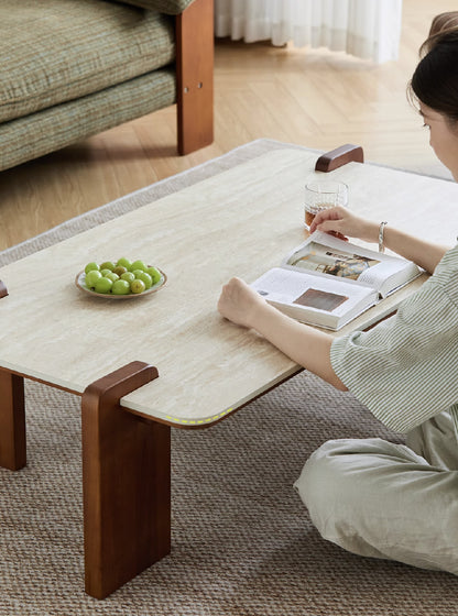 Rome Solid Wood and Stone Coffee Table
