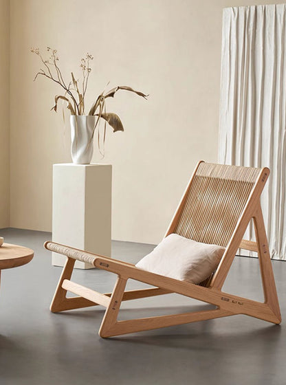 Solid Wood Woven Lounge Chair